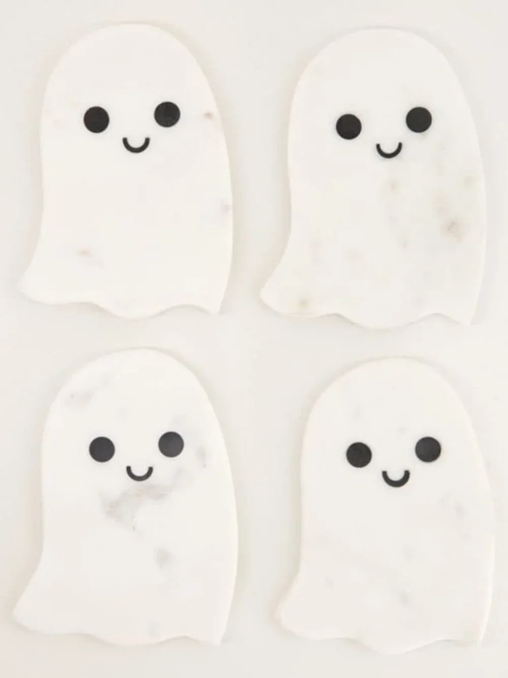 👻 Cracker Barrel Exclusive Marble Ghost Coasters Set of 4 — Halloween White NWT